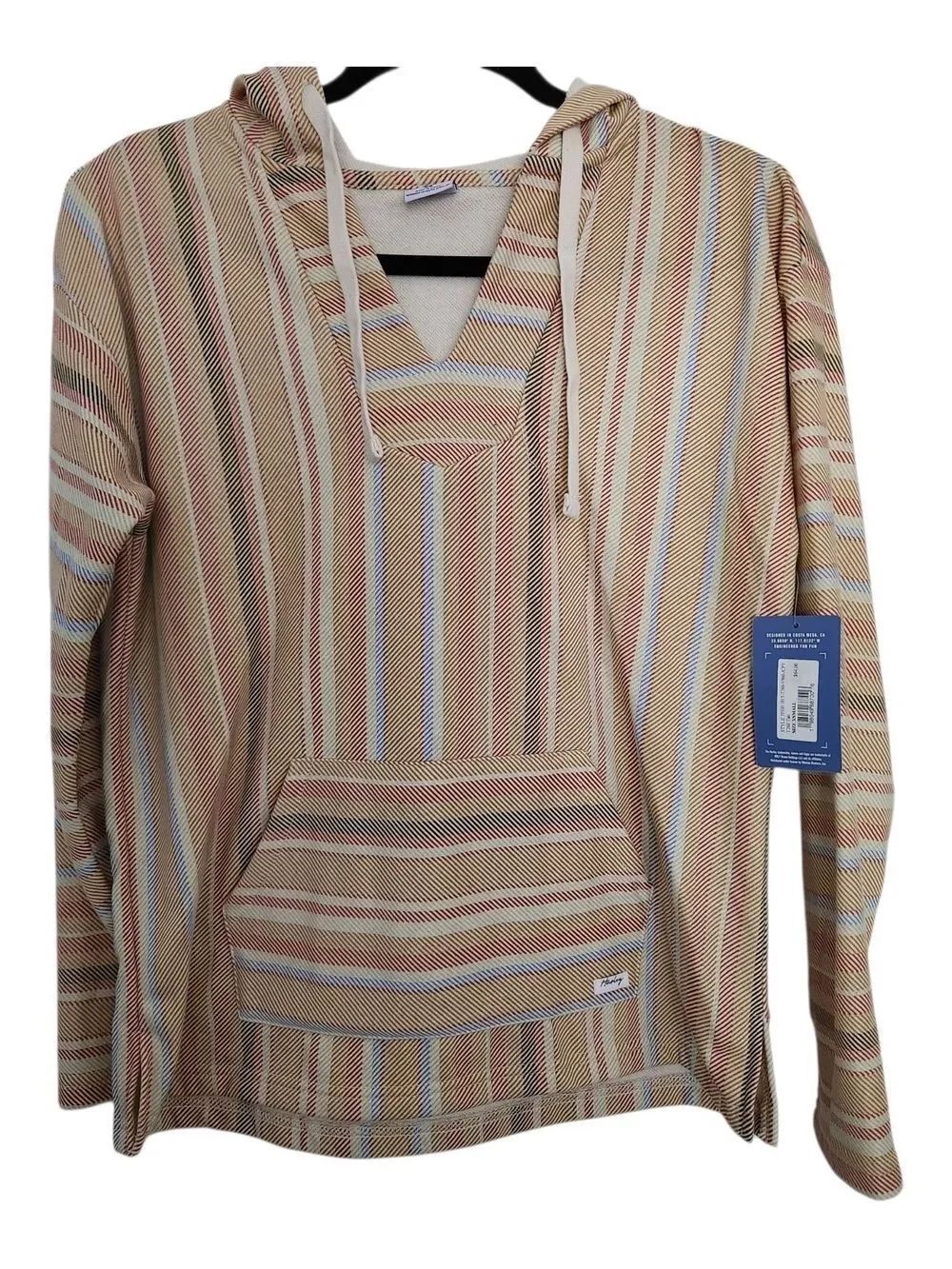 Hurley Womens Hooded V-Neck Long Sleeve Top Size XS Oversized